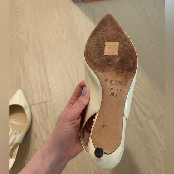 Jimmy Choo Erin 60 Patent Slingback Heels White - Picture 5 of 7